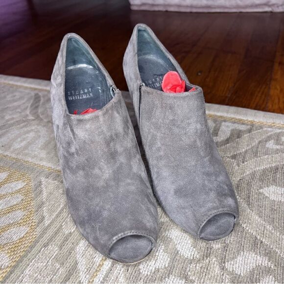 Stuart Weitzman Suede Peep Toe Pumps - Picture 5 of 10